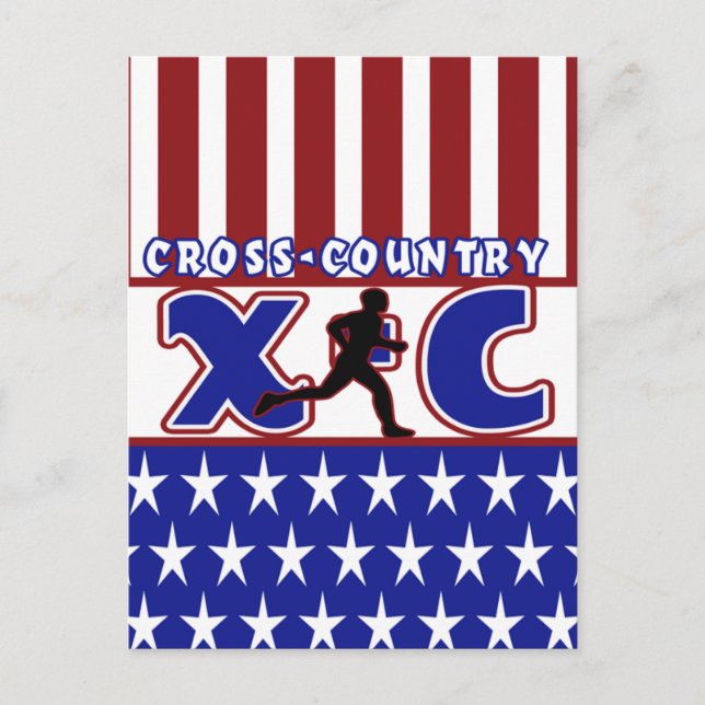 XC CROSS LAND PATRIOTIC USA FARBEN POSTKARTE (Vorderseite)
