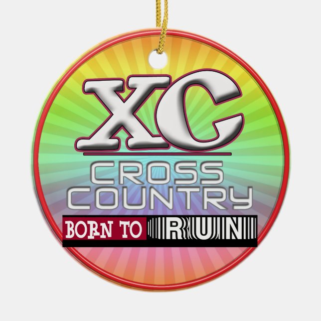 XC CROSS LÄNDERMOTTO GEBOREN ZUM AUSFÜHREN VON MAR KERAMIKORNAMENT (Vorne)