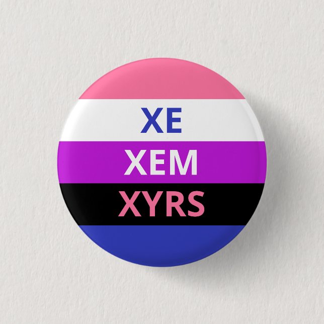Xe/Xem Pronomina Genderfluid Flaggen-Abzeichen Button (Vorderseite)