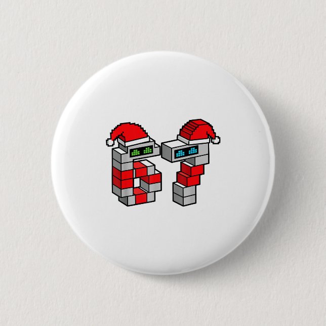 Xel Roboter 67 mit Weihnachtsmannmützen Weihnachte Button (Vorderseite)