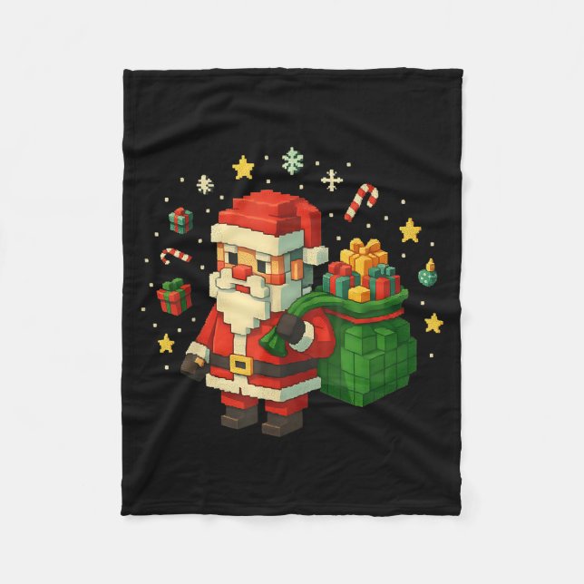 Xel Santa Claus With Retro Gamer Christmas  Fleecedecke (Vorderseite)