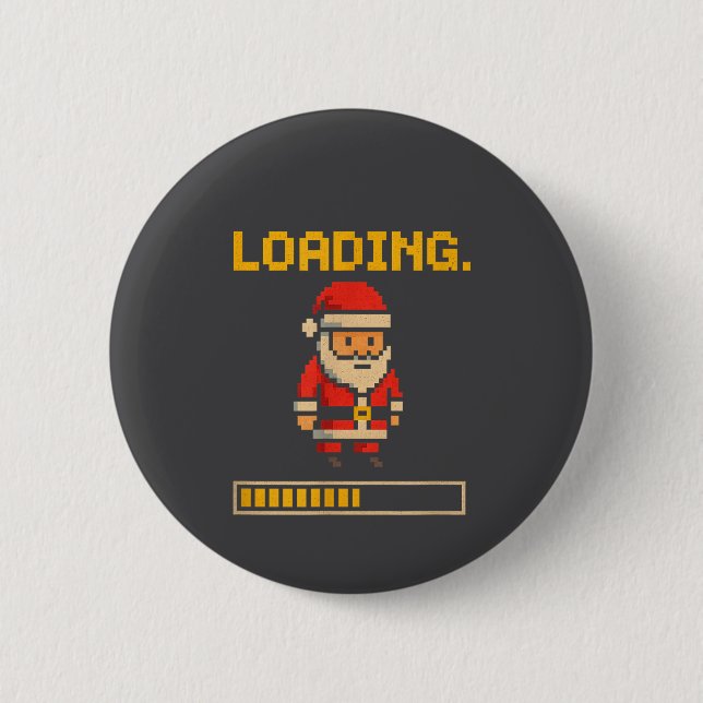 Xel Santa Loading Retro Christmas Gamer Shirt  Button (Vorderseite)