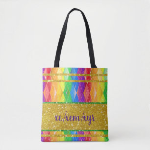 xem xyr pronoun Glitzer Regenbogenprid Raute Tasche