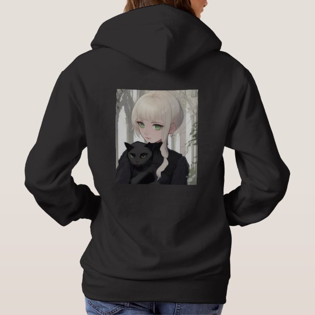 Xen Black Cat Kapuzenpullover Hoodie (Rückseite)