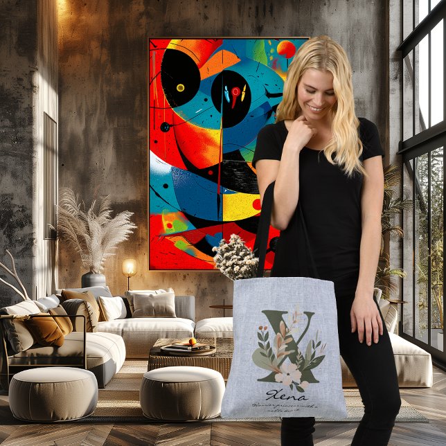 Xena's Noble Grace - Boho Floral Monogram Tragetaschen Mit Langen Trägern (Von Creator hochgeladen)