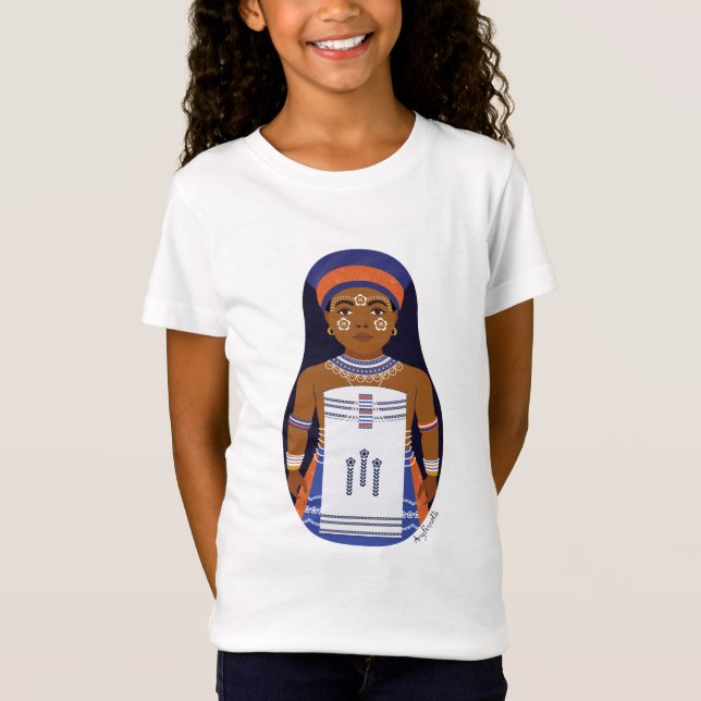 Xhosa, südafrikanischer Matryoshka-Girls-T - Shirt (Vorderseite)