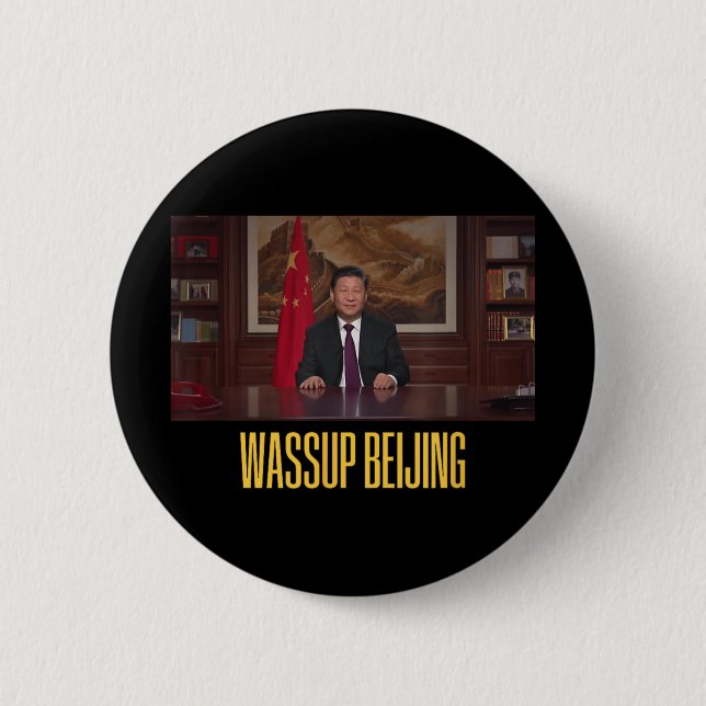 Xi Jinping Wup Beijing Funny Meme Face Giga Xi Chi Button (Vorderseite)