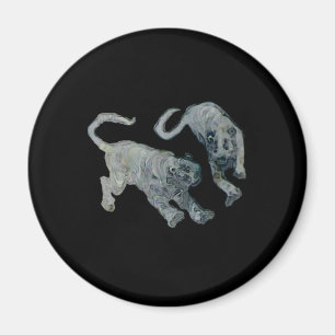 Xian China 2002 Ghost Tigers Black Square Tran Magnet