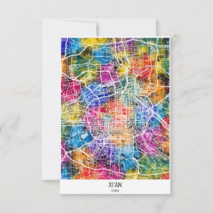 Xi'An China Stadtplan Dankeskarte