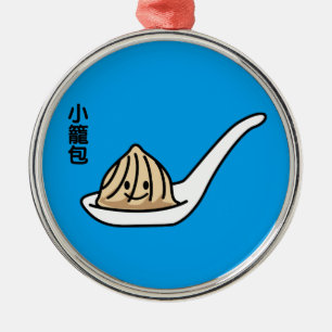 Xiaolongbao chinesisches Suppen-Mehlkloß-Dim Silbernes Ornament