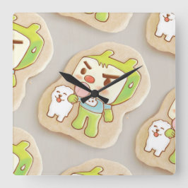 XiaoTieJun Icing Cookies Quadratische Wanduhr