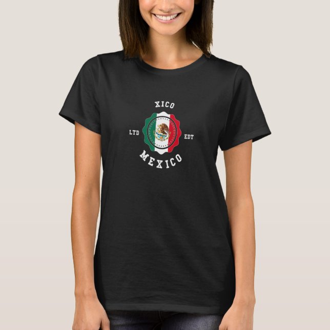 Xico Mexico Flag Abzeichen Vintag T-Shirt (Vorderseite)