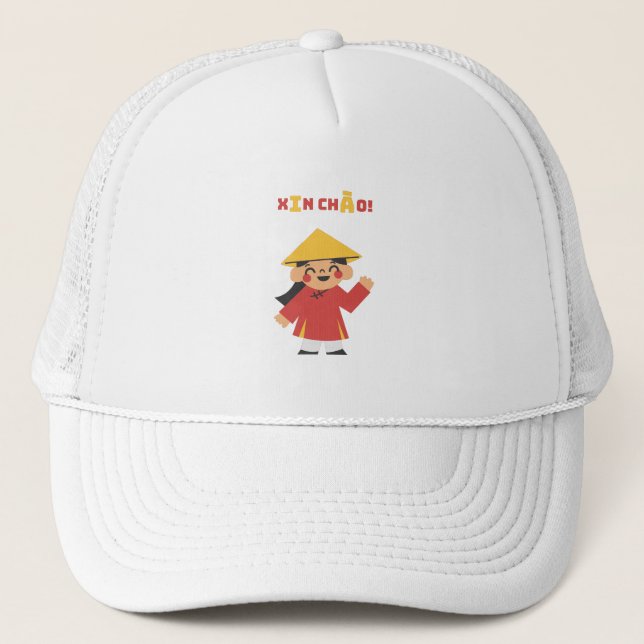 "Xin Chào !" Casquette vietnamien - Cadeau culture (Devant)