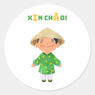 XIN CHÀO! Vietnam-Aufkleber Runder Aufkleber