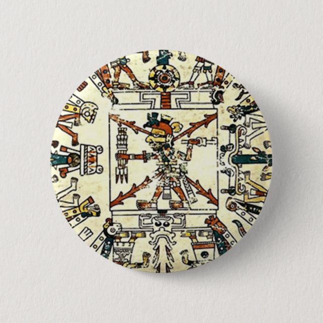 Xiuhtecuhtli Aztec Toter Gott Button (Vorderseite)