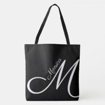 XL BAG - MONOGRAM + NAME - Schwarze moderne Tasche