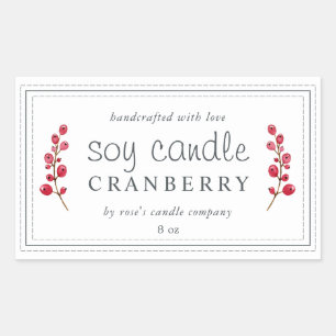 XL Homemade Soy Candle Cranberry Custom Rechteckiger Aufkleber