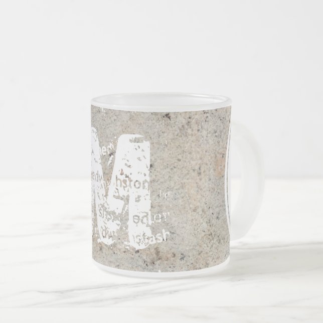 XL Monogramm Stone Textur Bild Mattiert Glass Tass Mattglastasse (VorderseiteRechts)