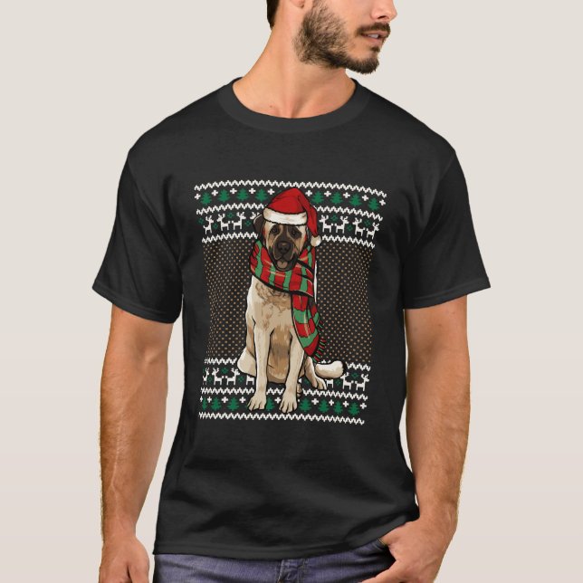 Xmas Anatolian Shepherd Dog Weihnachtsmannmütze Ug T-Shirt (Vorderseite)
