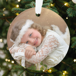 Xmas Angel Light Girl Foto Green Gold Ornament
