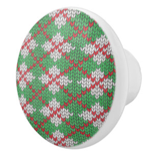 XMAS ARGYLE STRICKEN Keramikknopf Keramikknauf