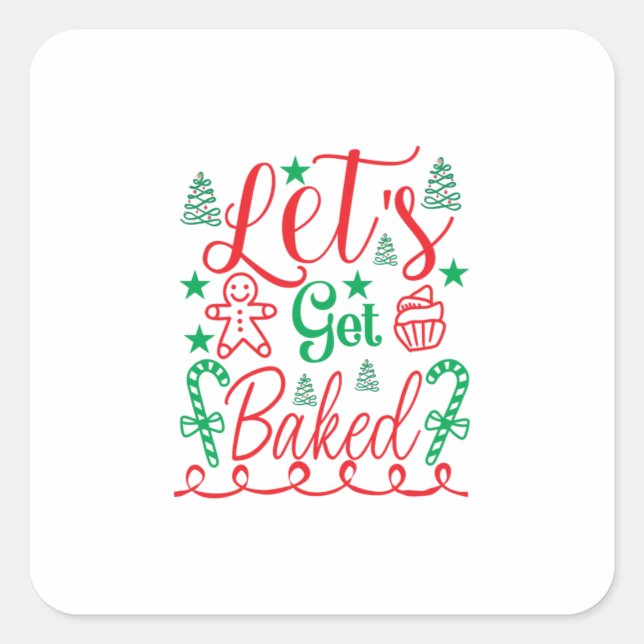 Xmas Art Lass Quadratischer Aufkleber (Vorderseite)