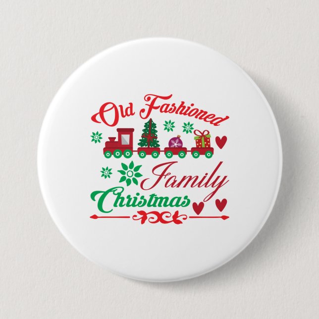 Xmas Art Old modische Weihnachten Button (Vorderseite)