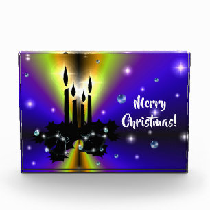 Xmas Artdeco Lila Gelber Regenbogen Fotoblock