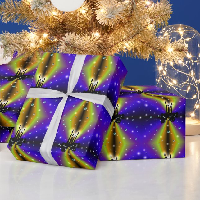 Xmas Artdeco Lila Gelber Regenbogen Geschenkpapier (Feiertage)