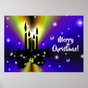 Xmas Artdeco Lila Gelber Regenbogen Poster