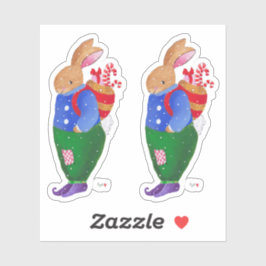 Xmas Basket Bunny Sticker