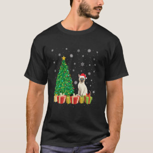 Xmas-Baum-Beleuchtung-Santa-Hut-Siamkatze-Weihnach T-Shirt