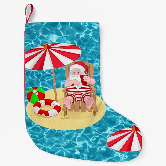 xmas beach santa claus Strumpf Kleiner Weihnachtsstrumpf (Vorderseite)