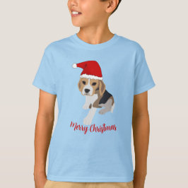 XMAS BEAGLE PUPPY HUND IN RED WEIHNACHTSMANNMÜTZE T-Shirt