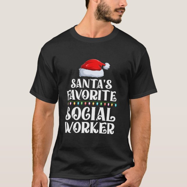 Xmas beleuchtet die Lieblingssozialarbeiter Christ T-Shirt (Vorderseite)