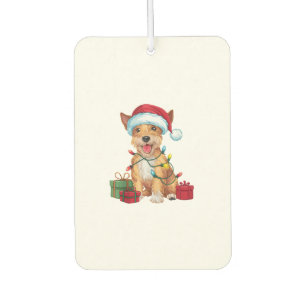 Xmas-Beleuchtung-Santa-Hut Skye-Terrier-Hund Weihn Autolufterfrischer