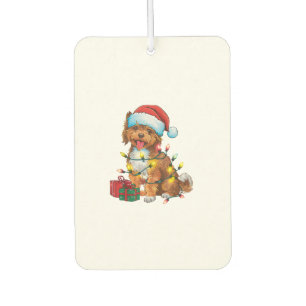 Xmas-Beleuchtung Weihnachtsmann Hut Lowchen Hund W Autolufterfrischer