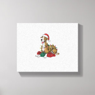 Xmas-Beleuchtung Weihnachtsmannmütze Great Dane Hu Leinwanddruck