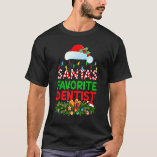 Xmas-Beleuchtung Weihnachtsmanns Lieblings-Zahnarz T-Shirt