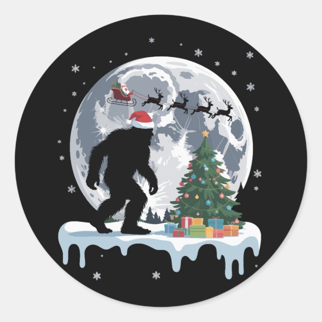 Xmas Bigfoot Santa Tree Museo Cantonale d'Arte Runder Aufkleber (Vorderseite)