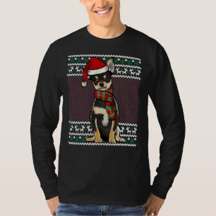 Xmas Black Chihuahua Dog Weihnachtsmannmütze T-Shirt