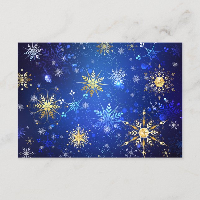 XMAS Blue Background mit goldenen Schneeflocken Begleitkarte (Vorderseite)