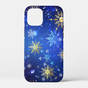 XMAS Blue Background mit goldenen Schneeflocken Case-Mate iPhone Hülle