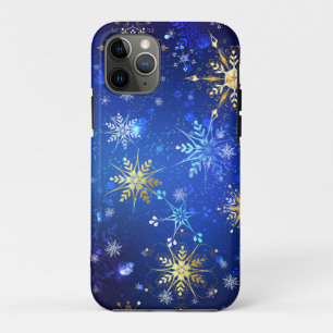 XMAS Blue Background mit goldenen Schneeflocken Case-Mate iPhone Hülle