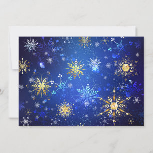XMAS Blue Background mit goldenen Schneeflocken Dankeskarte