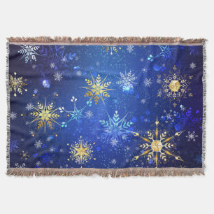XMAS Blue Background mit goldenen Schneeflocken Decke