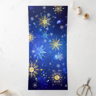 XMAS Blue Background mit goldenen Schneeflocken Dreifach Gefaltete Urlaubskarte