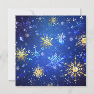 XMAS Blue Background mit goldenen Schneeflocken Karte