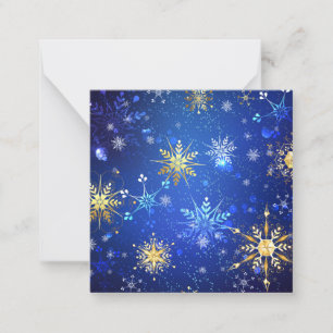 XMAS Blue Background mit goldenen Schneeflocken Mitteilungskarte
