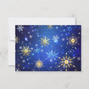 XMAS Blue Background mit goldenen Schneeflocken Save The Date